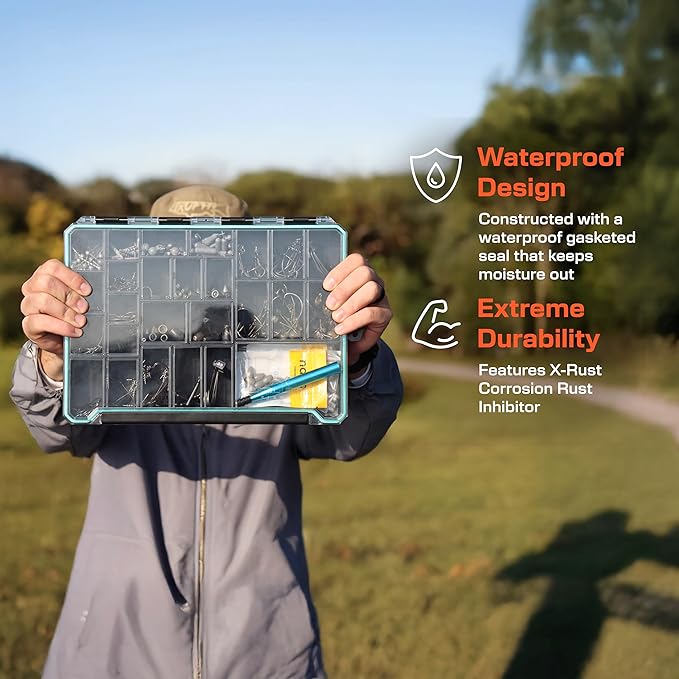 Evolution Fishing BallistiX Terminal Tackle Tray - Waterproof, Anti-Corrosion, One Hand Latch, Clear Lid, Lure Box, Tackle Storage