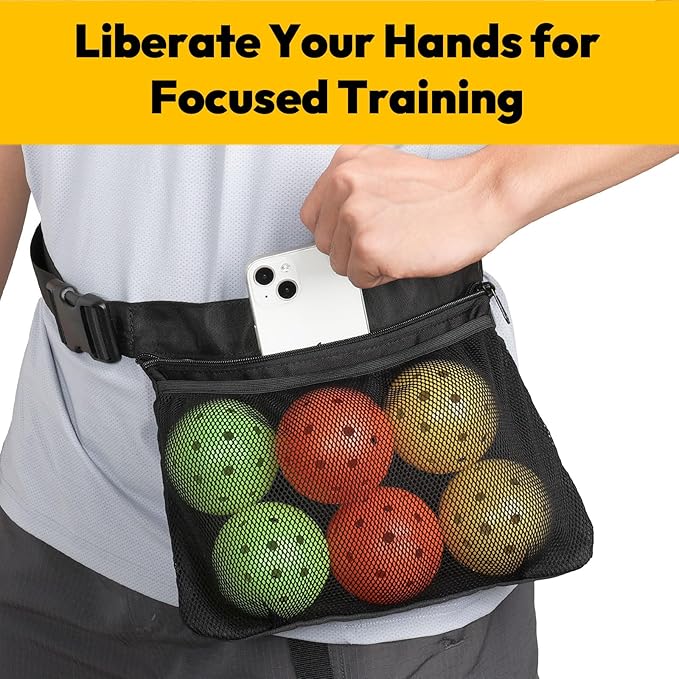 A11N Pickleball Holder - Adjustable Waist Pickleball Holder for Men Women, Fanny Pack for Tennis/Running/Cycling/golfing, Black