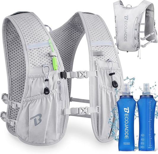 BECOJADDE Running Vest Hydration Backpack for Men Women, 5L Lightweight Running Backpack Hydration Pack for Marathon, Trail, Cycling, Hiking, Jogging