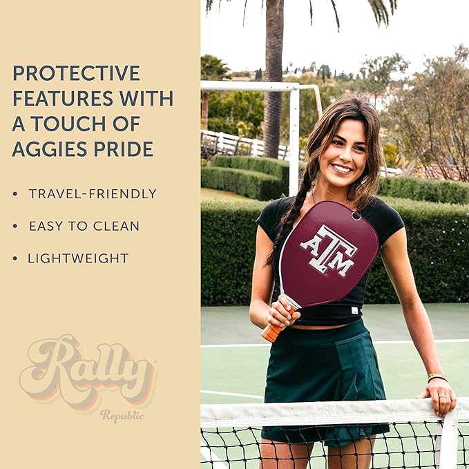 Officially Licensed Collegiate Pickleball Paddle Cover - Lightweight PU Leather Material - Durable Foam Interior Protection with Zippered Closure - Fits Most Paddles on the Market