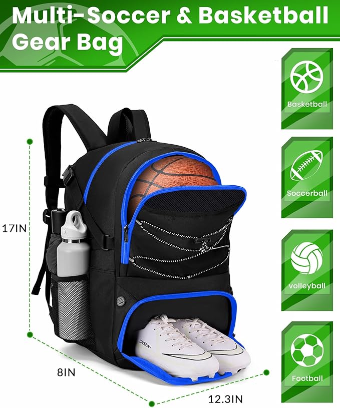 Basketball Backpack Large Sports Bag for Men&Youth,Gym Bag with Separate Ball & Shoes Compartment,Travel Bag for Basketball,Soccer,Volleyball