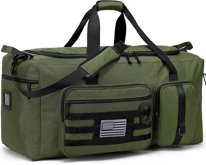 120L Extra Large Gym Duffle Bag for Men Women 32" Heavy Duty Duffel Bags for Travel with Shoes Compartment Tactical Sports Gym Equipment Bag for Football Baseball & Training, Upgraded Green
