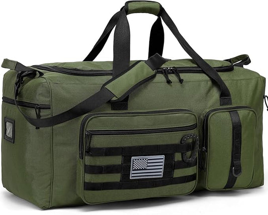 120L Extra Large Gym Duffle Bag for Men Women 32" Heavy Duty Duffel Bags for Travel with Shoes Compartment Tactical Sports Gym Equipment Bag for Football Baseball & Training, Upgraded Green
