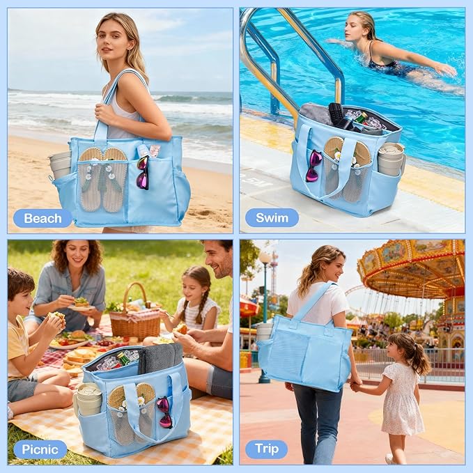 Odoland Soft Cooler Bag, Collapsible Leakproof Insulated Cooler Bag with Multi-Pocket Design, Portable Soft Side Cooler Backpack for Beach, Picnic, Camping, Travel and Daily Use for Women