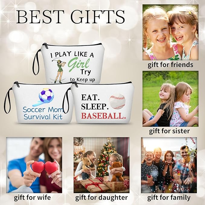 Baseball Themed Travel Makeup Bag, Multifunctional Cosmetic Case, Multicolour, Women's Gift for Mom, Sister, Friend, Travel/On-the-go, Daily Use, Toiletry