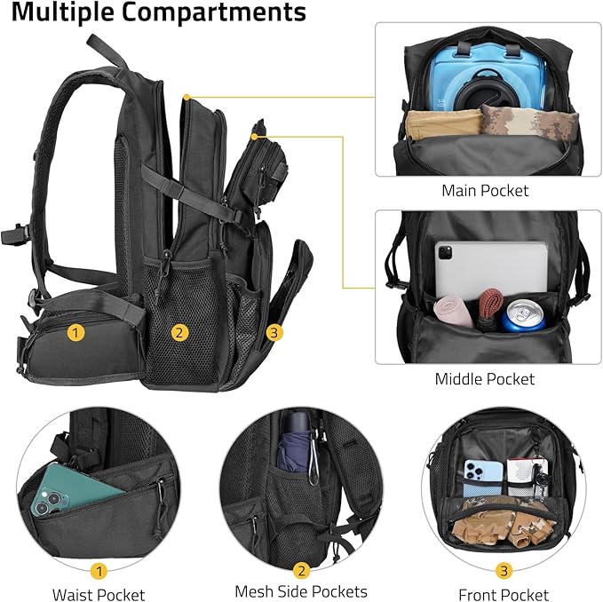 CVLIFE Tactical Hydration Pack 3L - Lightweight Water Bag With Bladder for Men Women, Heavy Duty Molle Backpack for Hiking, Cycling, Running, Hunting