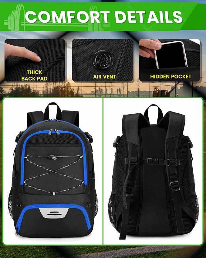 Basketball Backpack Large Sports Bag for Men&Youth,Gym Bag with Separate Ball & Shoes Compartment,Travel Bag for Basketball,Soccer,Volleyball