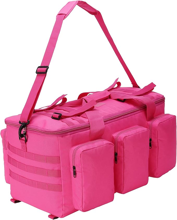 3 In 1 Military Duffel Bag 50L Gym Bag for Men Convertible Weekender Backpack for Sports Travel Basketball (50L-Rose)