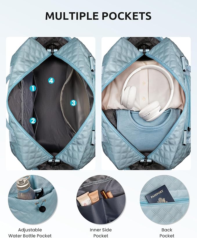 Gifts for Mom-Initial Duffle Bag with Shoe Compartment, Personalized Weekender Bag, Monogram Overnight Bag, Letter Travel Bag with Makeup Bag，Personalized Gifts Idea for Women Her (Letter F)