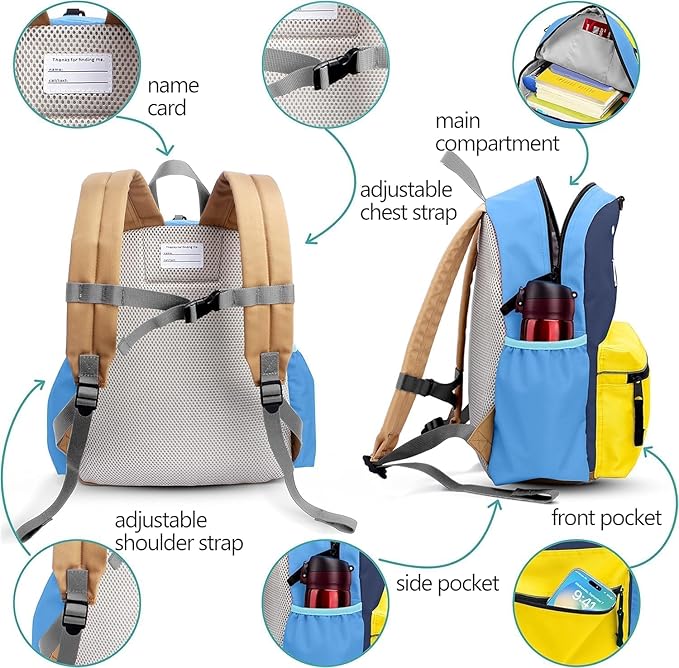 atgark Kids Backpacks For Girls Boys, School & Travel, Large, 15" H, Unisex, Lelon-shark- L, Water Resistant, Animals Pattern, 1 L, Nylon