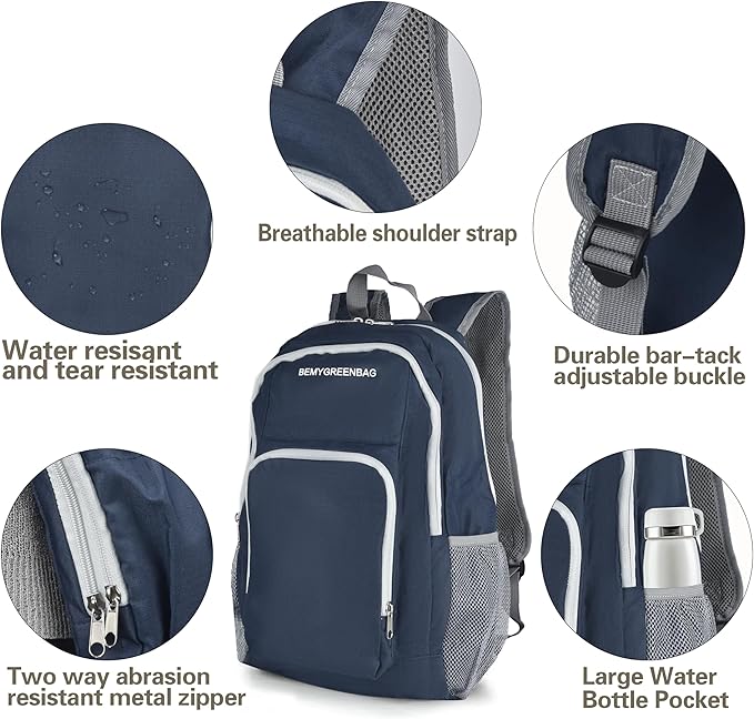 BEMYGREENBAG 35L Foldable Waterproof Backpack For Outdoor Sports Travel Inside Wet Clothes Compartment Packable For Multiple