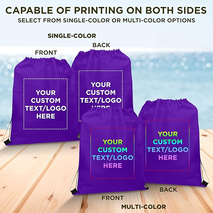 DISCOUNT PROMOS Custom Non-Woven Drawstring Backpacks Set of 10/50/100, Personalized Bulk Pack