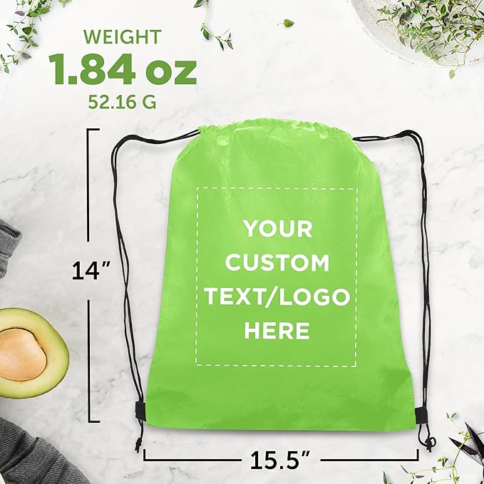 DISCOUNT PROMOS Custom Non-Woven Drawstring Backpacks Set of 10/50/100, Personalized Bulk Pack