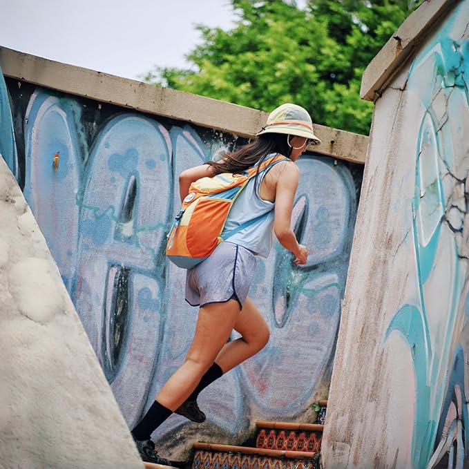 YWYLL Packable 18L Hiking Daypack, Lightweight for Men/Women. Foldable, Water-Resistant, Small Backpack Color Block. (Orange)