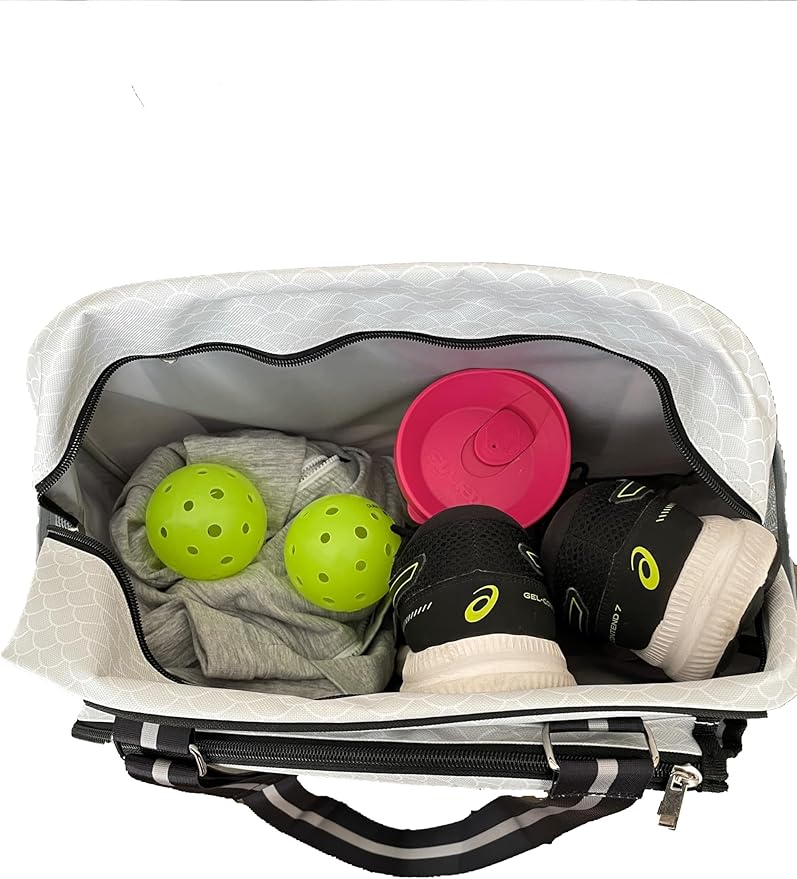 Pickleball - "Empowered" - Designer Women's Premium Side-Pocket Duffle Bag | Made Exclusively For Pickleball! | Includes a "Fitted" Paddle Case Designed To Store And Protect Your Paddles.