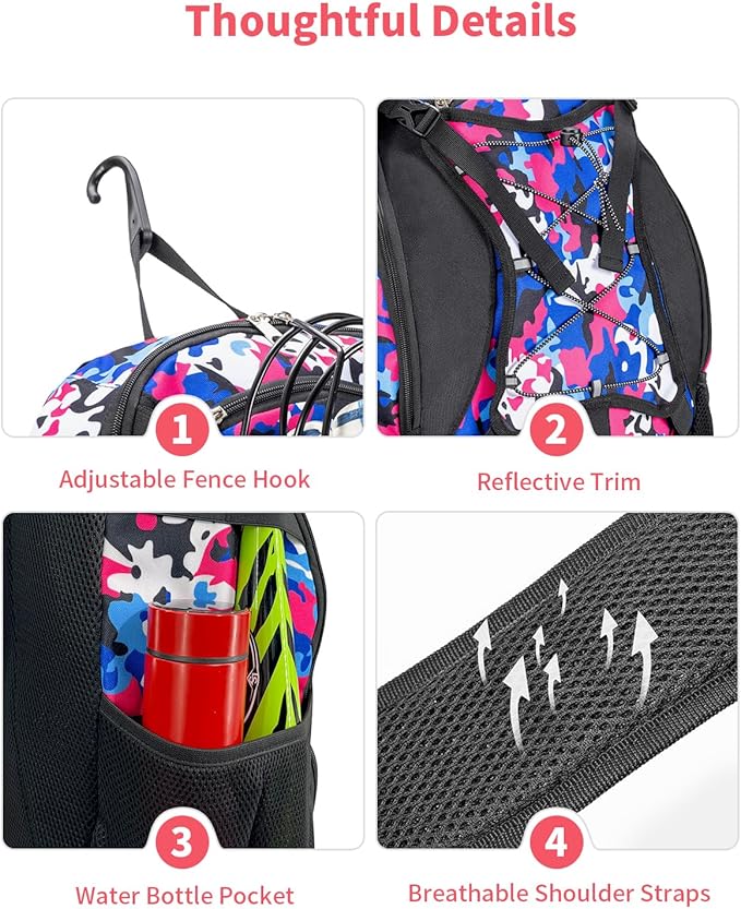 Youth Baseball Bag, Softball Bat Bag for Girls Boys & Adults, Kids Tball Backpack with Shoes Compartment, Large Capacity Equipment Backpack