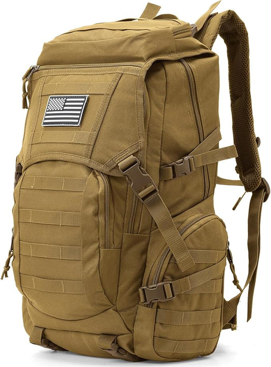 AUMENTAR 35L Military Tactical Backpack for Men,Water Resistant Assault Pack for Women,Khaki Molle Daypack 3 Day Bug Out Bag Rucksack for Trekking, Camping,Survival,EDC