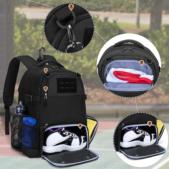 DSLEAF Basketball Bag Backpack, Soccer Bag Backpack with External Ball Net, Basketball Equipment Bag with Separate Shoe Space for Basketball, Soccer, Volleyball, Sport Training