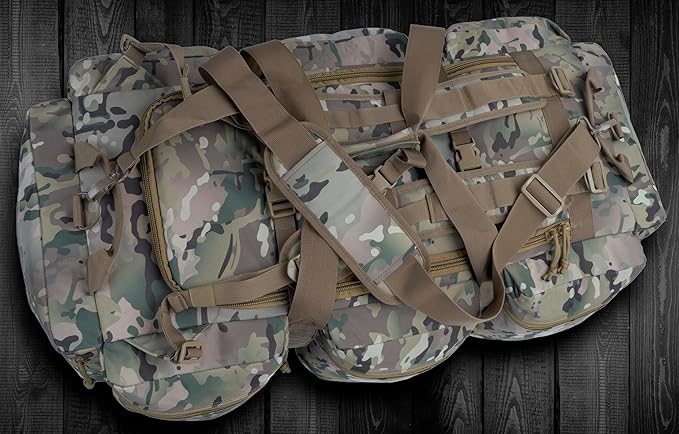 100L Large Military Duffle Bag Deployment Duffel Bag Sports Equipment Travel Luggage Bag with Detachable Backpack Straps…