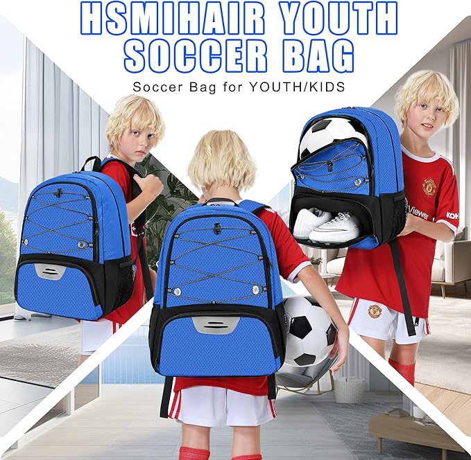 Youth Soccer Bag-Soccer Backpack&Backpack for Football Basketball,with Ball Compartment Separate Cleat Package