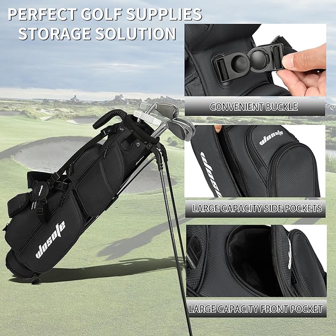 3-Way Dividers Lightweight Golf Stand Bag for Men Women, Mini Small Par3 Golf Bag,Driving Range Executive Courses Portable and Durable with Adjustable and Detachable Dual - Shoulder Straps Rain Cover