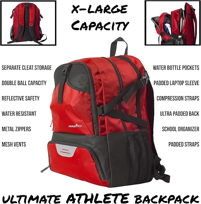 Athletico National Soccer Bag - Backpack for Soccer, Basketball & Football Includes Separate Cleat and Ball Holder