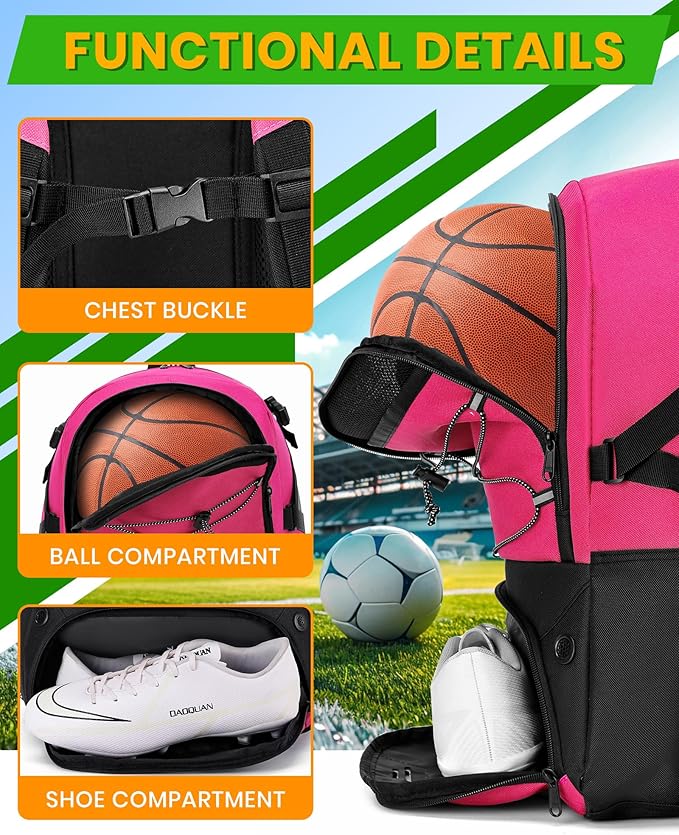 Basketball Backpack Large Sports Bag for Men&Youth,Gym Bag with Separate Ball & Shoes Compartment,Travel Bag for Basketball,Soccer,Volleyball