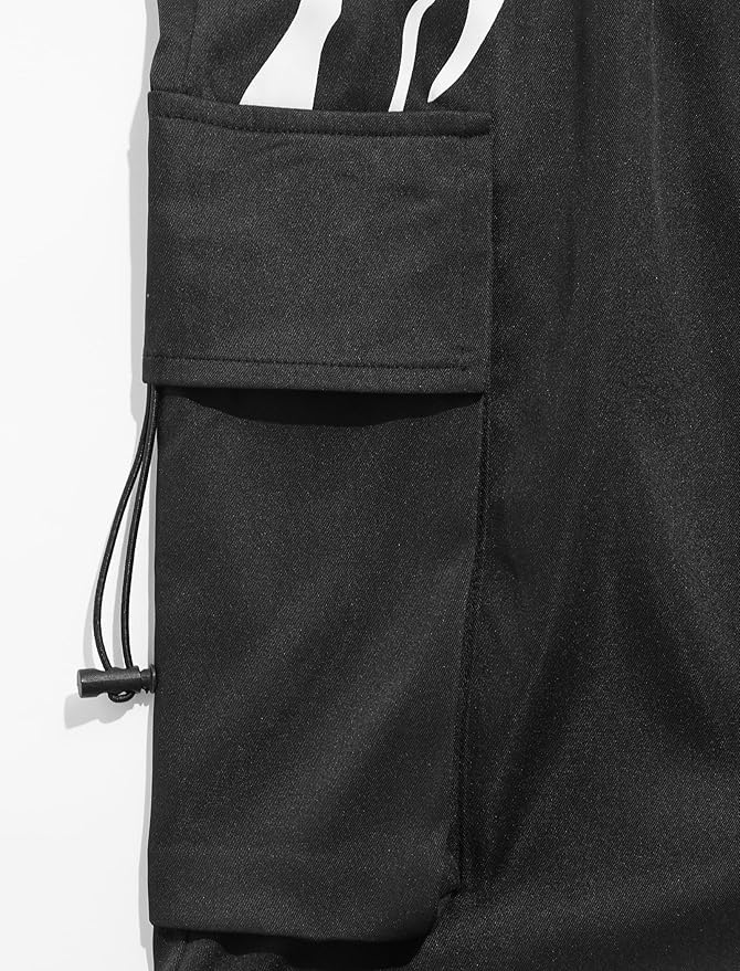 ZAFUL Men's Parachute Pants Casual Baggy Cargo Drawstring Trouser