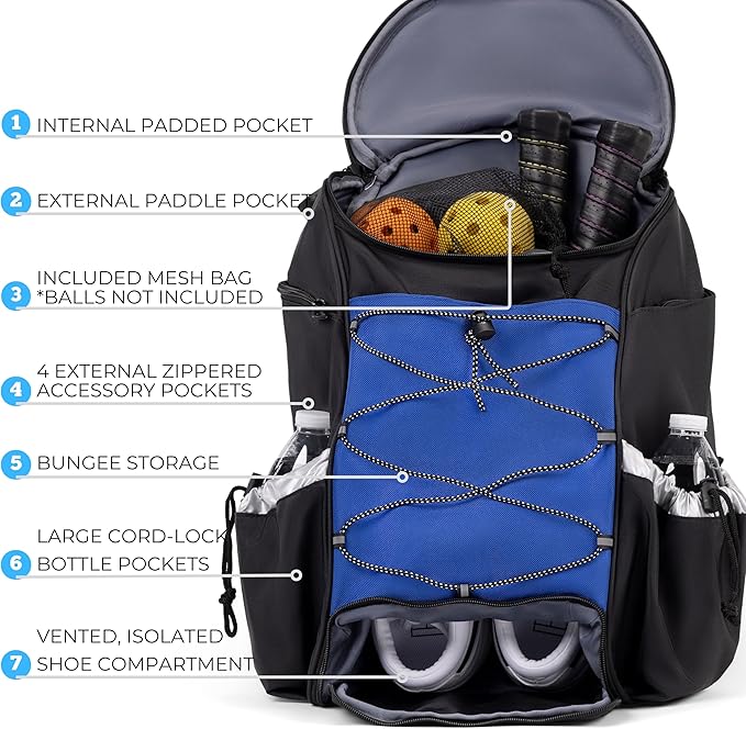 Athletico Pro 42L Pickler Pickleball Backpack (Blue)