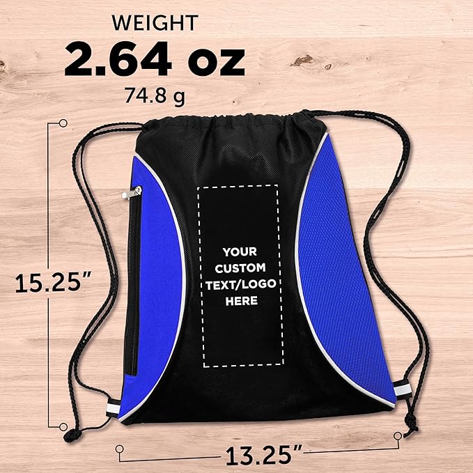 DISCOUNT PROMOS Custom Non-Woven Drawstring Backpacks Set of 10/50/100, Personalized Bulk Pack
