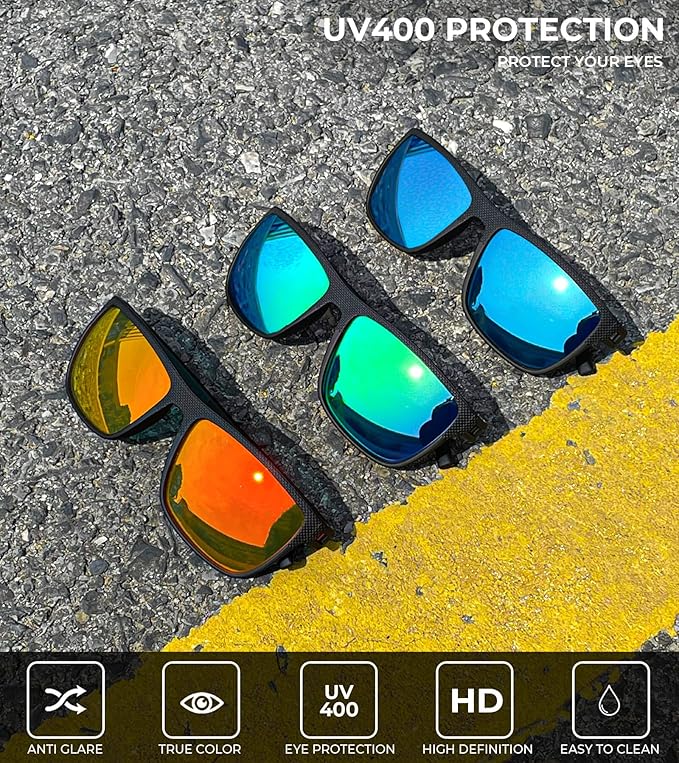 KALIYADI Polarized Sunglasses for Men, Lightweight Sun Glasses with UV Protection for Driving Fishing Golf