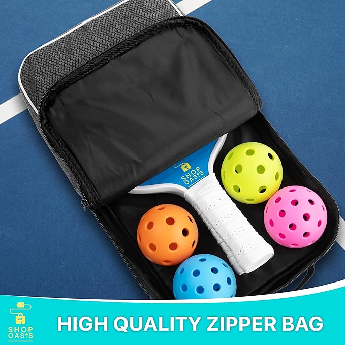 Kids Pickleball Paddles (Set of 2), Child Size Paddles, Lightweight Honeycomb Core, Fiberglass Strike Face, 2 Youth Rackets with 4 Balls and Premium Zipper Bag