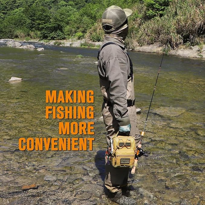 Dovesun Small Fishing Backpack, Waterproof Fly Fishing Sling Pack Tackle Bag with Tackle Boxes