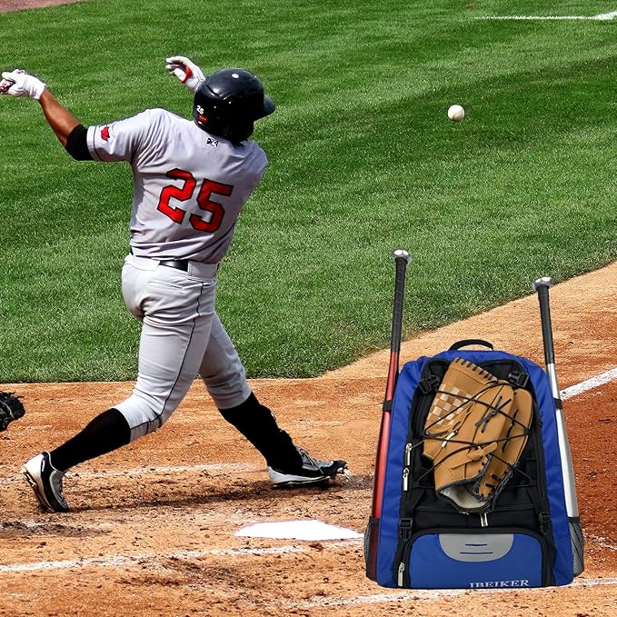 Baseball Backpack for Adult and Youth,Large Capacity Bat Bag,For all bats and equipment,T-Ball & Softball Equipment & Gear, Large Main Compartment for Helmet & accessories (blue)