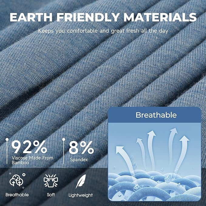 BAMBOO COOL Men's Ultra ComfortSoft Underwear, Moisture Wicking & Breathable No Ride Up Boxer Briefs with Fly, Multipack