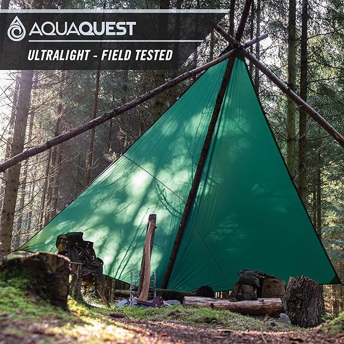 AquaQuest Guide Tarp – Ultralight Waterproof (5,000 mm) Seam-Taped 40D Ripstop Rain Fly for Backpacking, Stealth Camping & Thru-Hiking