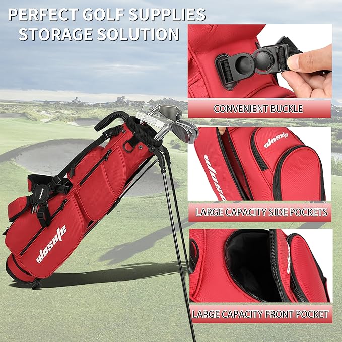 3-Way Dividers Lightweight Golf Stand Bag for Men Women, Mini Small Par3 Golf Bag,Driving Range Executive Courses Portable and Durable with Adjustable and Detachable Dual - Shoulder Straps Rain Cover