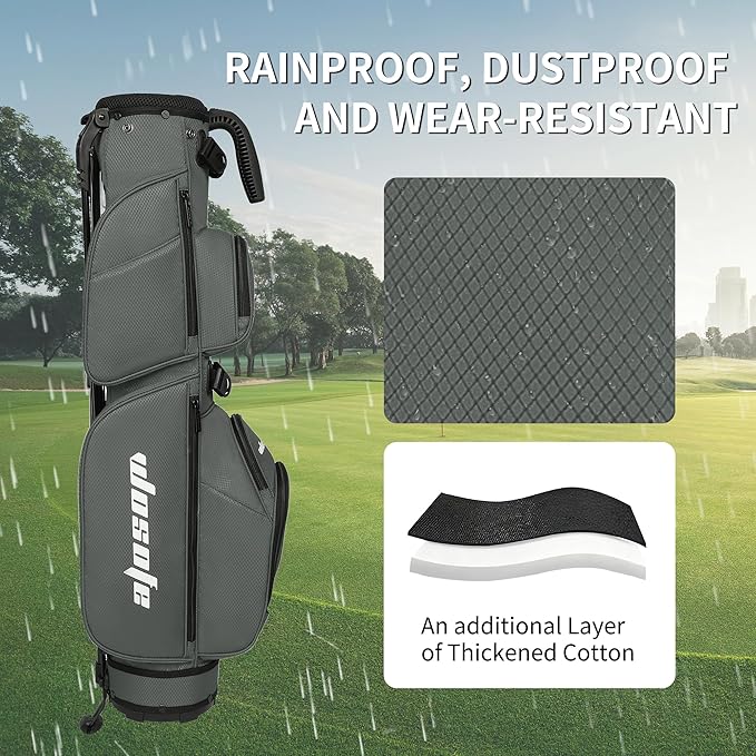 3-Way Dividers Lightweight Golf Stand Bag for Men Women, Mini Small Par3 Golf Bag,Driving Range Executive Courses Portable and Durable with Adjustable and Detachable Dual - Shoulder Straps Rain Cover