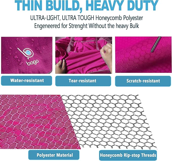 Bago Large Foldable Duffel Bags for Traveling Women & Men - 100L Packable Duffle Bag for Travel with Shoe Compartment - Water Repellant, Heavy Duty, Lightweight Folding & Collapsible (Pink)