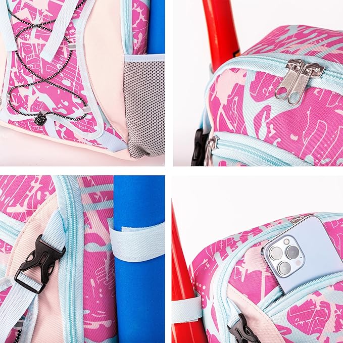 Youth Baseball Bat Bag Backpack, T-Ball & Softball Equipment Gear for Youth with Fence Hook, Lightweight Baseball Bat Backpack, Large Main Compartment for Helmet