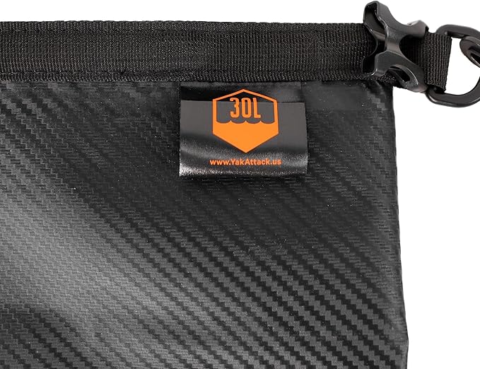 YakAttack 30L Roll-Top Drybag with Air Valve - Black Carbon | Heavy Duty Waterproof Dry Bag for Kayaking, Boating, Camping & Paddleboarding | Large Marine Drybag for Gear Protection & Storage