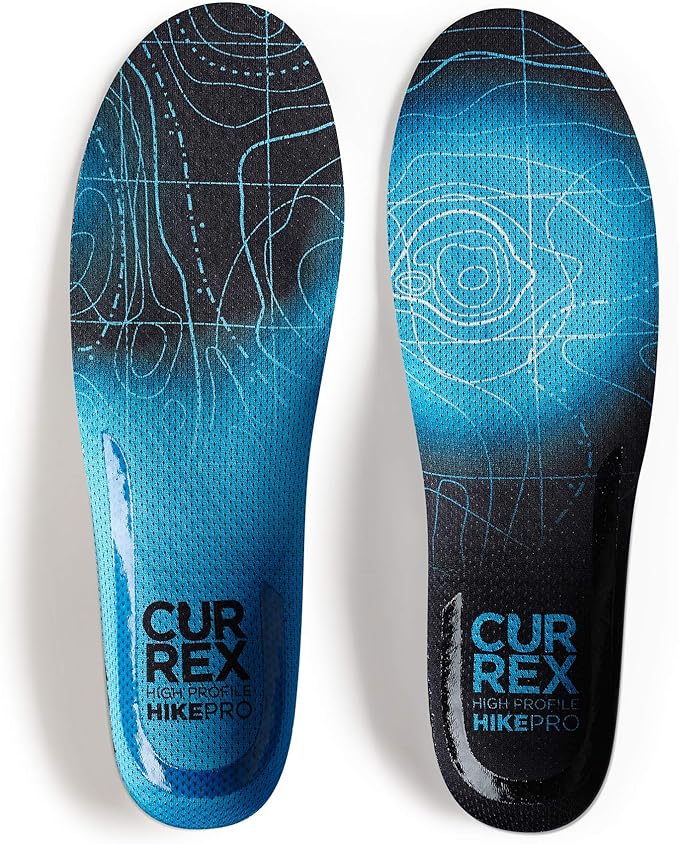 CURREX HikePro Insoles for Hiking Boots & Shoes – Shock Absorbing Inserts to Help Reduce Fatigue and Increase Performance – Anti-Slip Heel Surface for Stability – for Men & Women – High Arch, 2X