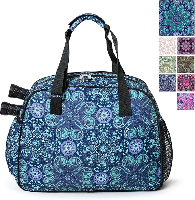 Boulder Bee Pickleball Bags, Premium Pickleball Tote Bag for Girls, Women’s Hand/Shoulder Gym Bag w Water Bottle Holder, with Pickleball Racquet/Paddle Holder