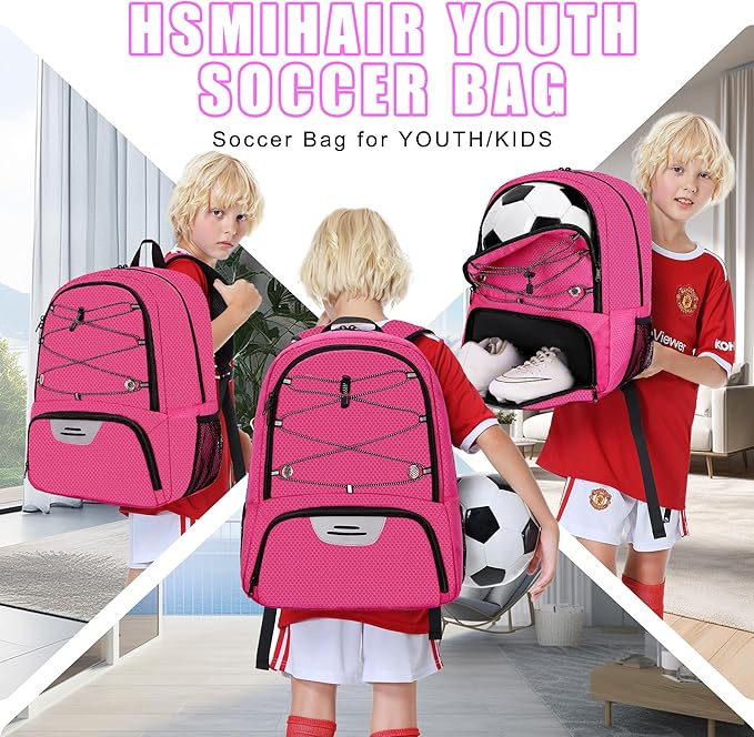 Youth Soccer Bag-Soccer Backpack&Backpack for Football Basketball,with Ball Compartment Separate Cleat Package
