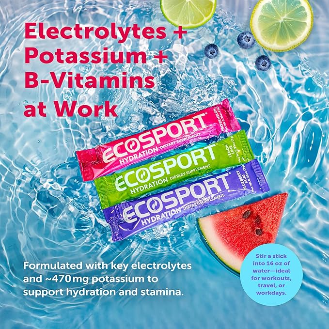 Lily of The Desert EcoSport Instant Hydration Packets - Naturally Sweetened with Electrolytes, Vitamin C, B Vitamins & Aloe, Lemon Lime, 24 Count, 0.25 Oz Ea