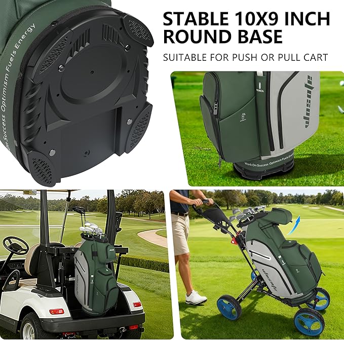 PU Leather Lightweight Men Women Blue White Black Green Golf Bag,Multiple 10 Pockets 14-Way Dividers Cooler Pouch Golf Cart Bag