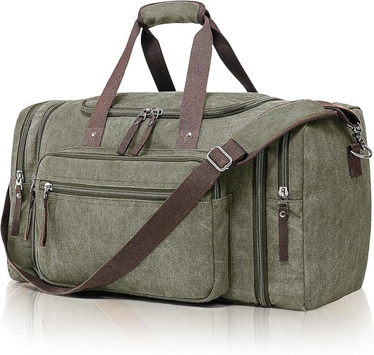 Canvas Expandable Duffle Bag for Men Traveling, Luggage Travel Bag Weekender Overnight Bag,Mens Gym Carry on Duffel Bags