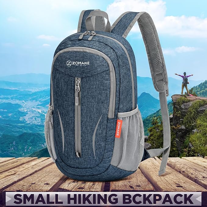 ZOMAKE Ultra Lightweight Packable Backpack 10L,Small Foldable Backpacks Hiking Water Resistant Collapsible Daypack for Women Men(Navy Blue-C1)