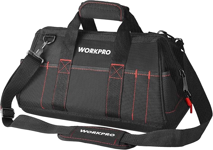 WORKPRO 16-inch Close Top Wide Mouth Tool Storage Bag with Water Proof Rubber Base, W081022A, 16"