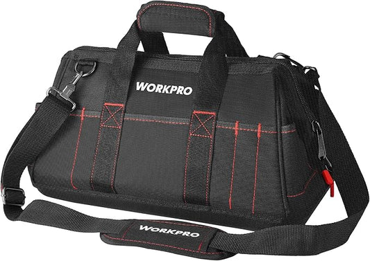 WORKPRO 16-inch Close Top Wide Mouth Tool Storage Bag with Water Proof Rubber Base, W081022A, 16"